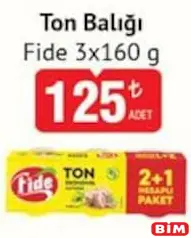 FİDE TON BALIĞI 3X160 G fiyat ve kampanya bilgisi